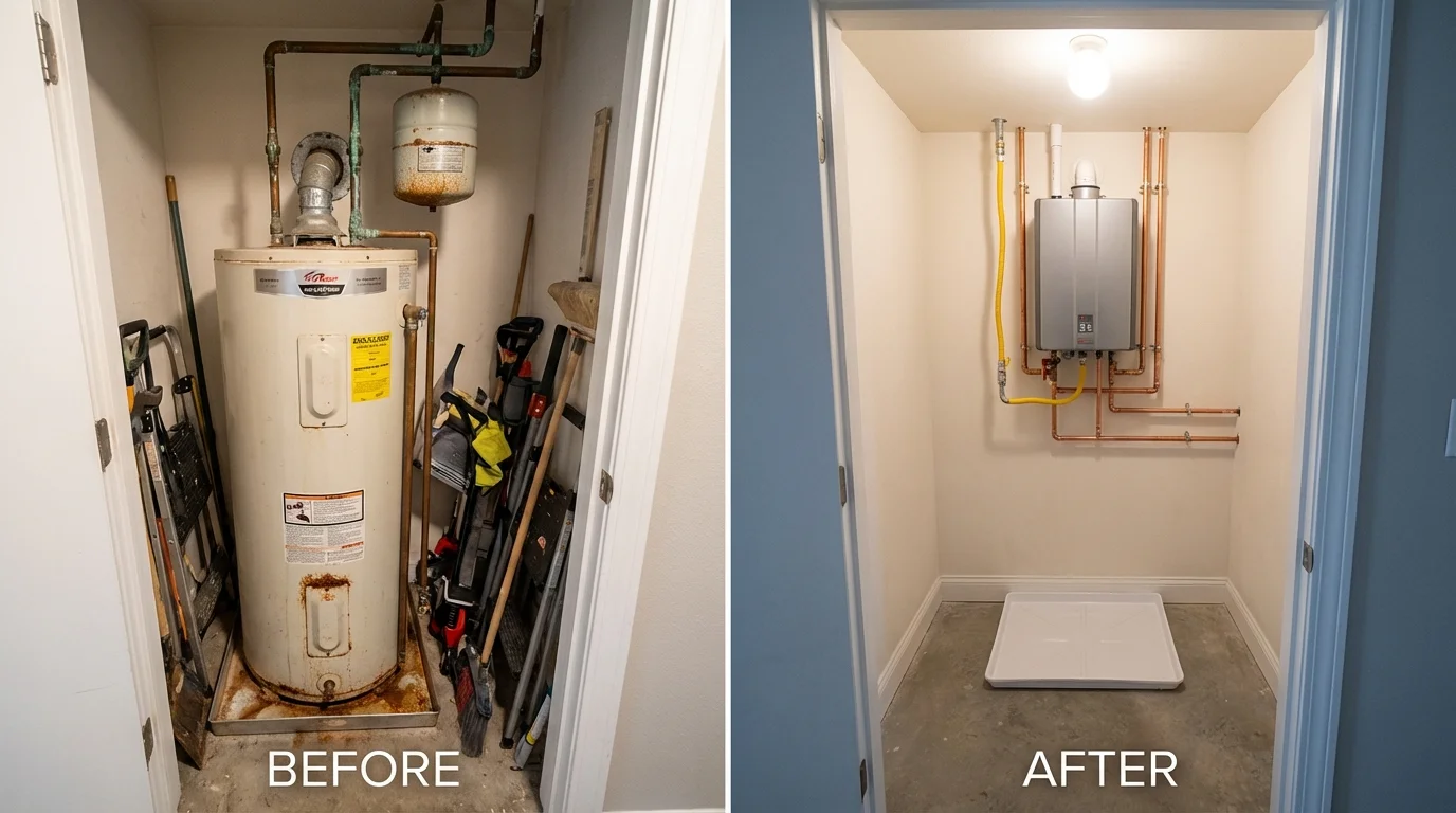 Tank water heater versus wall-mounted tankless unit comparison for Peebles, OH homeowners